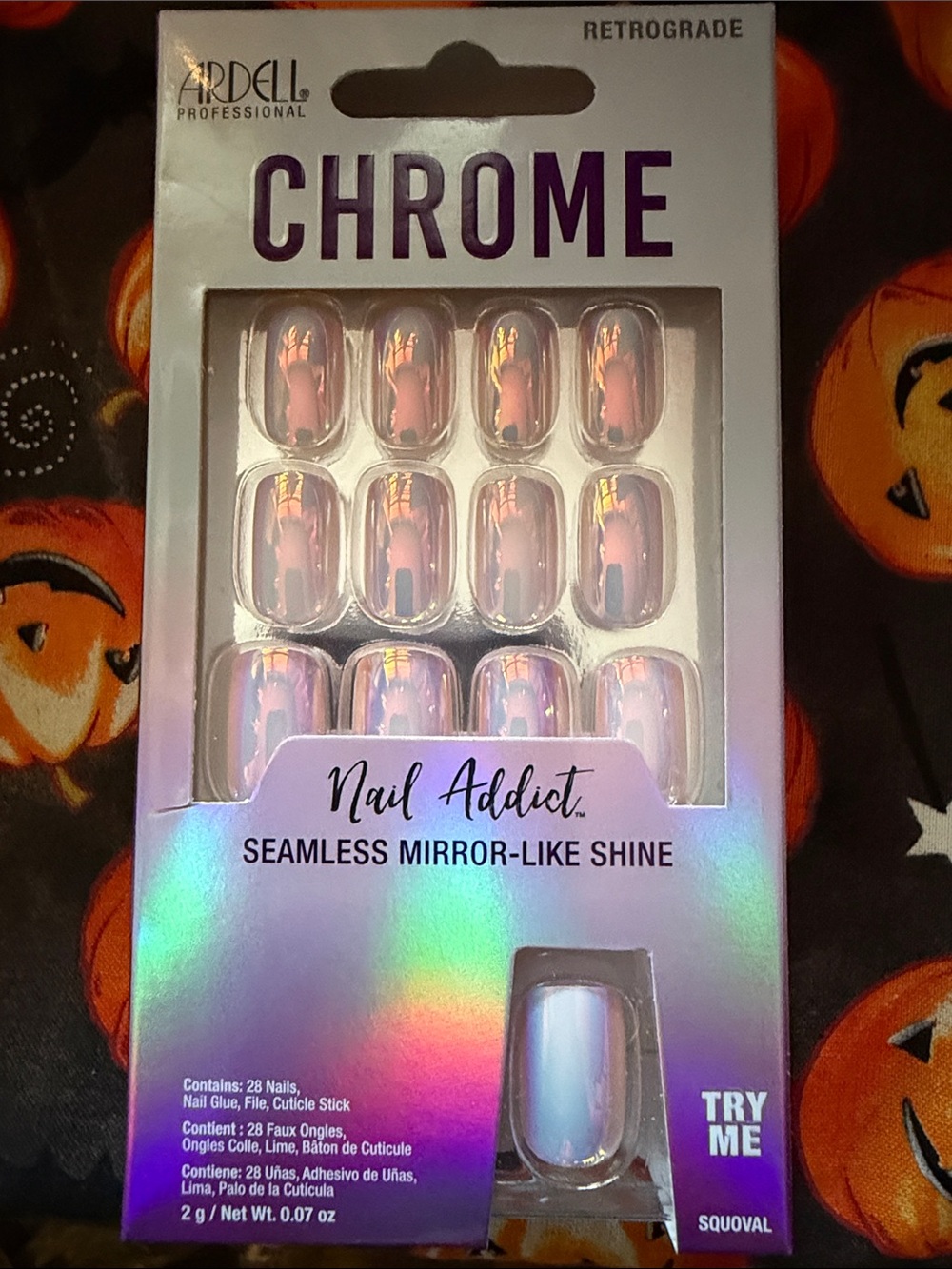 Ardell Retrograde Chrome Glue On Nails — Iridescent Pink